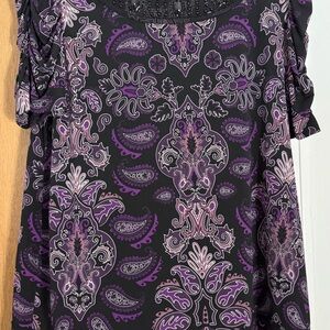 Apt. 9 Black and Purple Paisley Blouse